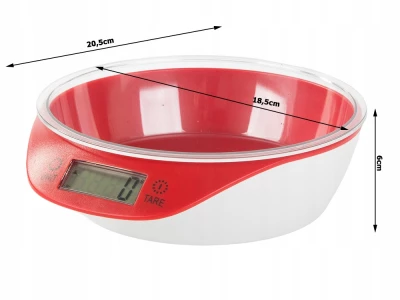 Verk 07241 Digitálna kuchynská váha s miskou 5 kg, červená