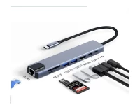 Verk 06331 USB-C HUB 8v1 - PD 100W, HDMI, RJ45, 2x USB-A, 1x USB-C, čítačka kariet