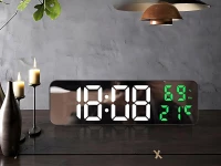 Verk 27369 Multifunkční zrcadlové hodiny s budíkem a teploměrem zelené