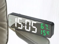 Verk 27369 Multifunkční zrcadlové hodiny s budíkem a teploměrem zelené