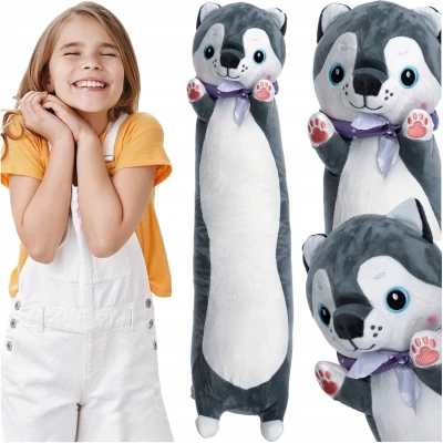 Kruzzel 24714 Plyšový vankúš Pes, 70 cm, šedobiela