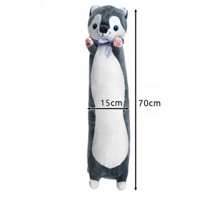 Kruzzel 24714 Plyšový vankúš Pes, 70 cm, šedobiela