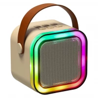 KIK KX3377 Karaoke Bluetooth reproduktor 6 W, 2x bezdrôtový mikrofón, béžový