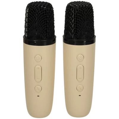 KIK KX3377 Karaoke Bluetooth reproduktor 6 W, 2x bezdrôtový mikrofón, béžový