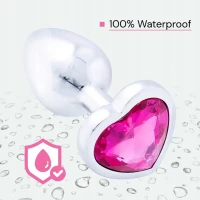Zmyselný kovový análny kolík s kryštálom Love anal 7,2 cm