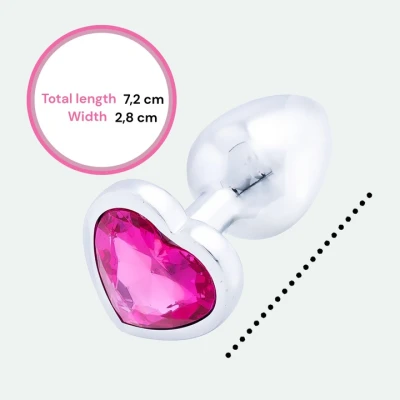 Zmyselný kovový análny kolík s kryštálom Love anal 7,2 cm