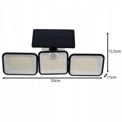 Izoxis 24889 Solární 180 LED osvětlení s PIR čidlem pohybu a soumraku, IP65, 550 lm, 1800 mAh