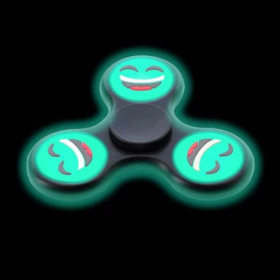 Antistresový Fidget Spinner fluorescenčny 7cm - Emoji zelený