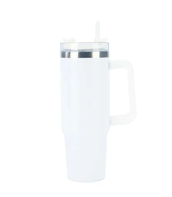 Gordon G870 Termohrnek s uchem a brčkem, nerez, 1200 ml, bílá