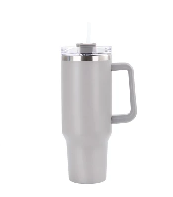 Gordon G870 Termohrnek s uchem a brčkem, nerez, 1200 ml, světle šedá