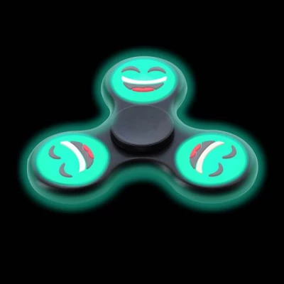 Antistresový Fidget Spinner fluorescentní 7cm - Emoji oranžový