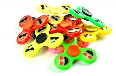 Antistresový Fidget Spinner fluorescentní 7cm - Emoji oranžový
