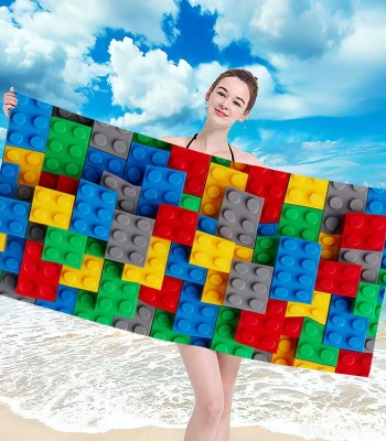 Gordon H60 Plážová osuška rychleschnoucí z mikrovlákna, kostky II, 100 x 180 cm 