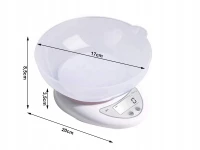 Verk 17123 Digitální kuchyňská váha s miskou 5kg/1g, stříbrná