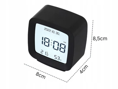 Verk 27441 Hodiny s teploměrem a vlhkoměrem 7,8 x 8,3 x 4 cm, černé