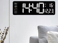 Verk 27453 Multifunkční nástěnné digitální hodiny s teploměrem černé
