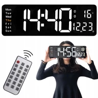 Verk 27453 Multifunkční nástěnné digitální hodiny s teploměrem černé