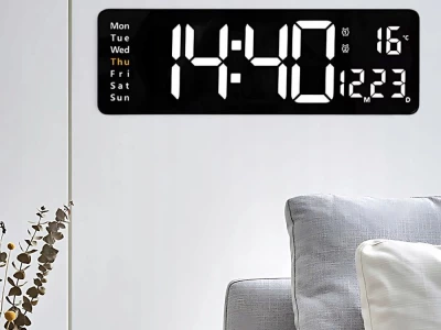 Verk 27453 Multifunkční nástěnné digitální hodiny s teploměrem černé