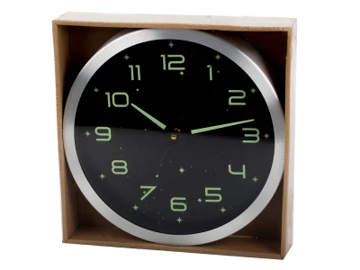 Verk 27454 Nástěnné hodiny analogové, fluorescenční, 25 cm, stříbrné