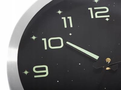 Verk 27454 Nástěnné hodiny analogové, fluorescenční, 25 cm, stříbrné