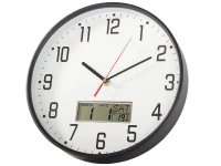 Verk 27456 Nástěnné hodiny analogové s kalendářem, 30 cm, černé