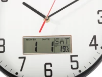 Verk 27456 Nástěnné hodiny analogové s kalendářem, 30 cm, černé