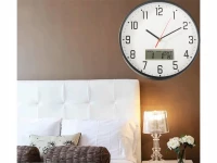 Verk 27456 Nástěnné hodiny analogové s kalendářem, 30 cm, černé