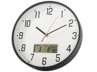 Verk 27456 Nástěnné hodiny analogové s kalendářem, 30 cm, černé