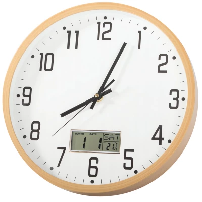 Verk 27457 Nástěnné hodiny analogové s kalendářem, 30 cm, hnědé