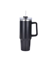 Pronett XJ5557 Termohrnek s uchem a brčkem, nerez, 1000 ml černý