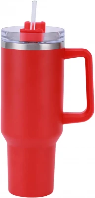 Pronett XJ5555 Termo hrnček s držadlom a slamkou, nerez, 1200 ml, svetloružový