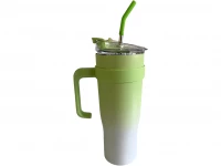 Pronett XJ5556 Termohrnek s uchem a brčkem, nerez, 1200 ml, ombre zelený