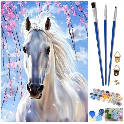 Pronett XJ5576 Malování podle čísel - bílý kůň 40 x 50 cm