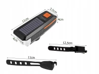 Verk 14491 LED světlo na kolo USB s klaksonem a solárním nabíjením, zelené