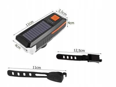 Verk 14491 LED světlo na kolo USB s klaksonem a solárním nabíjením, zelené