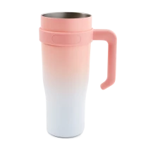 Pronett XJ5556 Termohrnek s uchem a brčkem, nerez, 1200 ml, ombre růžový