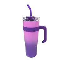 Pronett XJ5556 Termohrnek s uchem a brčkem, nerez, 1200 ml, ombre černý