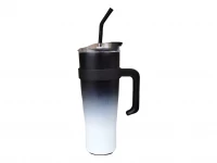 Pronett XJ5556 Termohrnek s uchem a brčkem, nerez, 1200 ml, ombre černý