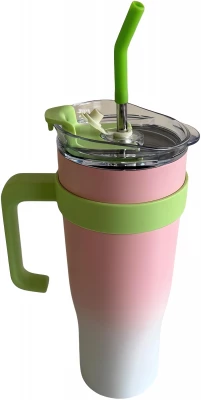 Pronett XJ5556 Termohrnek s uchem a brčkem, nerez, 1200 ml, ombre černý