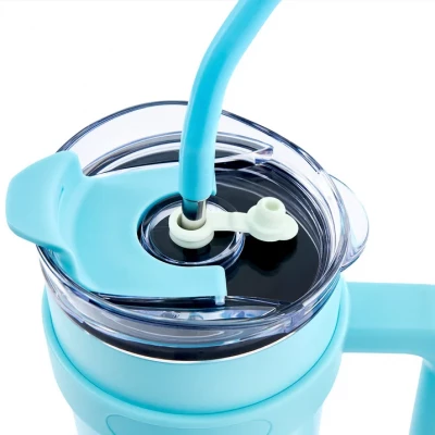 Pronett XJ5556 Termohrnek s uchem a brčkem, nerez, 1200 ml, ombre černý