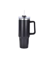 Pronett XJ5555 Termohrnek s uchem a brčkem, nerez, 1200 ml, černý