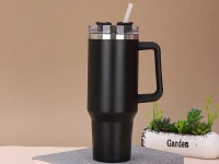 Pronett XJ5555 Termohrnek s uchem a brčkem, nerez, 1200 ml, černý