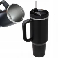 Pronett XJ5555 Termohrnek s uchem a brčkem, nerez, 1200 ml, černý