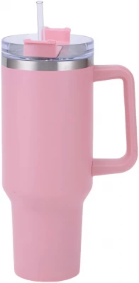 Pronett XJ5555 Termohrnek s uchem a brčkem, nerez, 1200 ml, černý