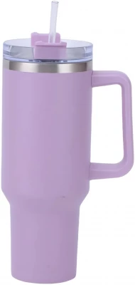 Pronett XJ5555 Termohrnek s uchem a brčkem, nerez, 1200 ml, černý