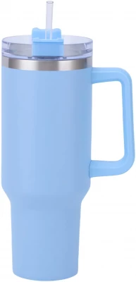 Pronett XJ5555 Termohrnek s uchem a brčkem, nerez, 1200 ml, černý
