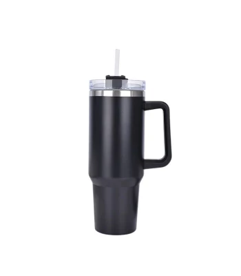 Pronett XJ5555 Termohrnek s uchem a brčkem, nerez, 1200 ml, černý