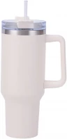 Pronett XJ5555 Termohrnek s uchem a brčkem, nerez, 1200 ml, bílý