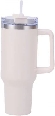 Pronett XJ5555 Termohrnek s uchem a brčkem, nerez, 1200 ml, bílý