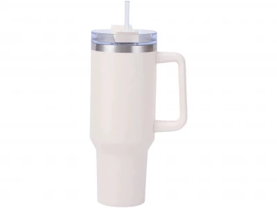 Pronett XJ5555 Termohrnek s uchem a brčkem, nerez, 1200 ml, bílý